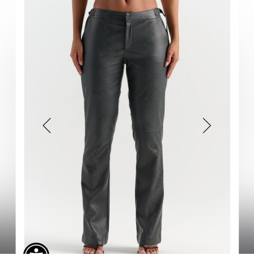 Naked Wardrobe Gray Snakeskin Pants